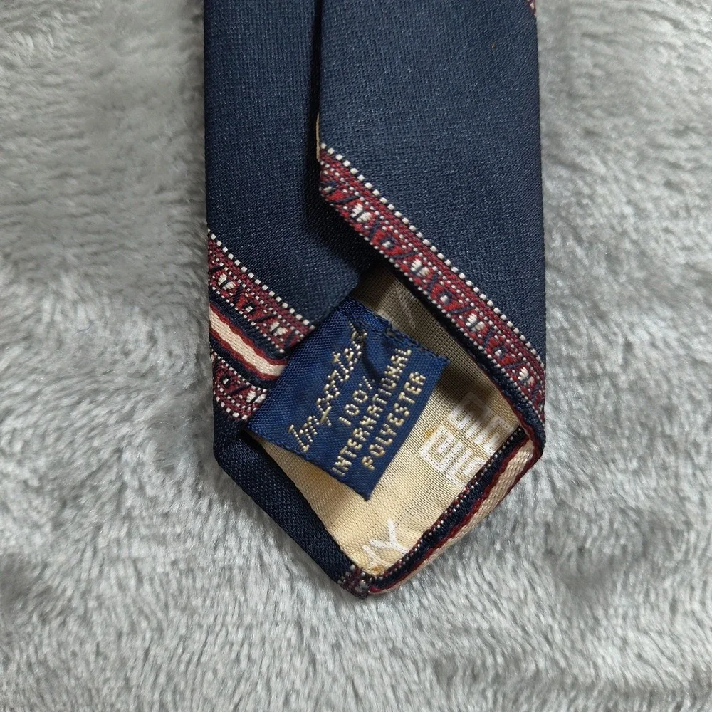 Vintage‎ Givenchy Tie Mens 55x3 Blue Red Striped Made In France 70s Old Money